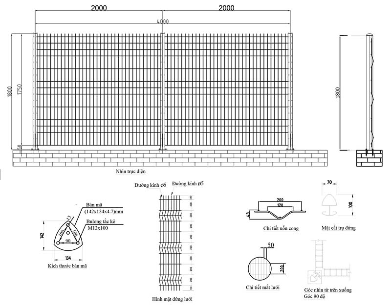 Báo Giá Hàng Rào Lưới Thép 200x55, Hàng Rào Thép Mạ Kẽm 200x50 , Nhúng Nóng, Sơn Tĩnh Điện